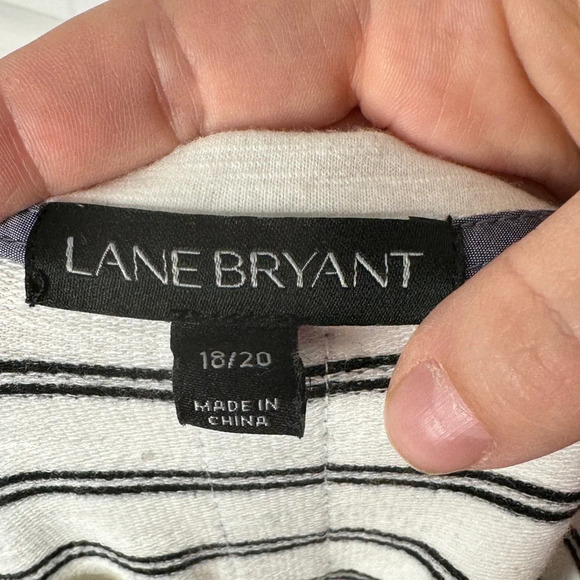 Lane Bryant Striped Shirt Long Sleeve Top Faux Button Hi-Low Hem Plus Size 18/20 - Picture 3 of 5